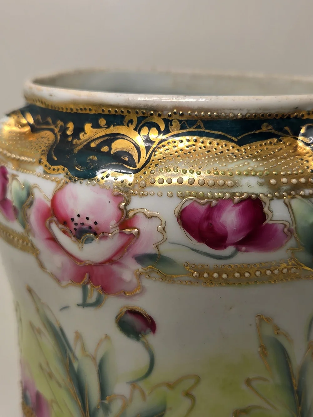 Antique 1891 Morimura Nippon Footed Planter Vase Pre-Nippon Maple Leaf